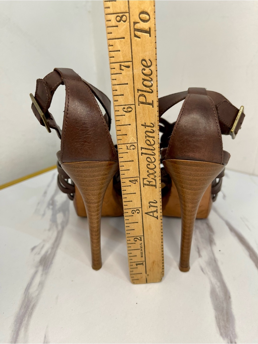 Aldo Brown Strappy High Heel Sandals with Intricate Design Sz EU 37/ US 6.5-7 - Picture 7 of 12
